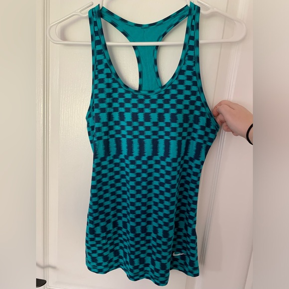 Nike Tops - Nike Dri-fit Running Blue Checkered Racerback Tank